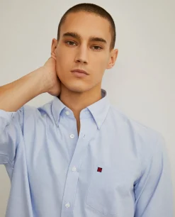 Camisa regular fit de algodão em cor lisa