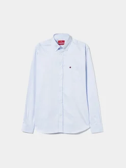 Camisa regular fit de algodão em cor lisa