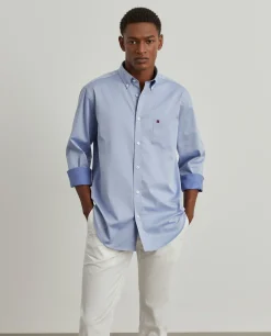 Camisa regular fit de algodão em cor lisa