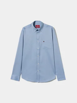 Camisa regular fit de algodão em cor lisa