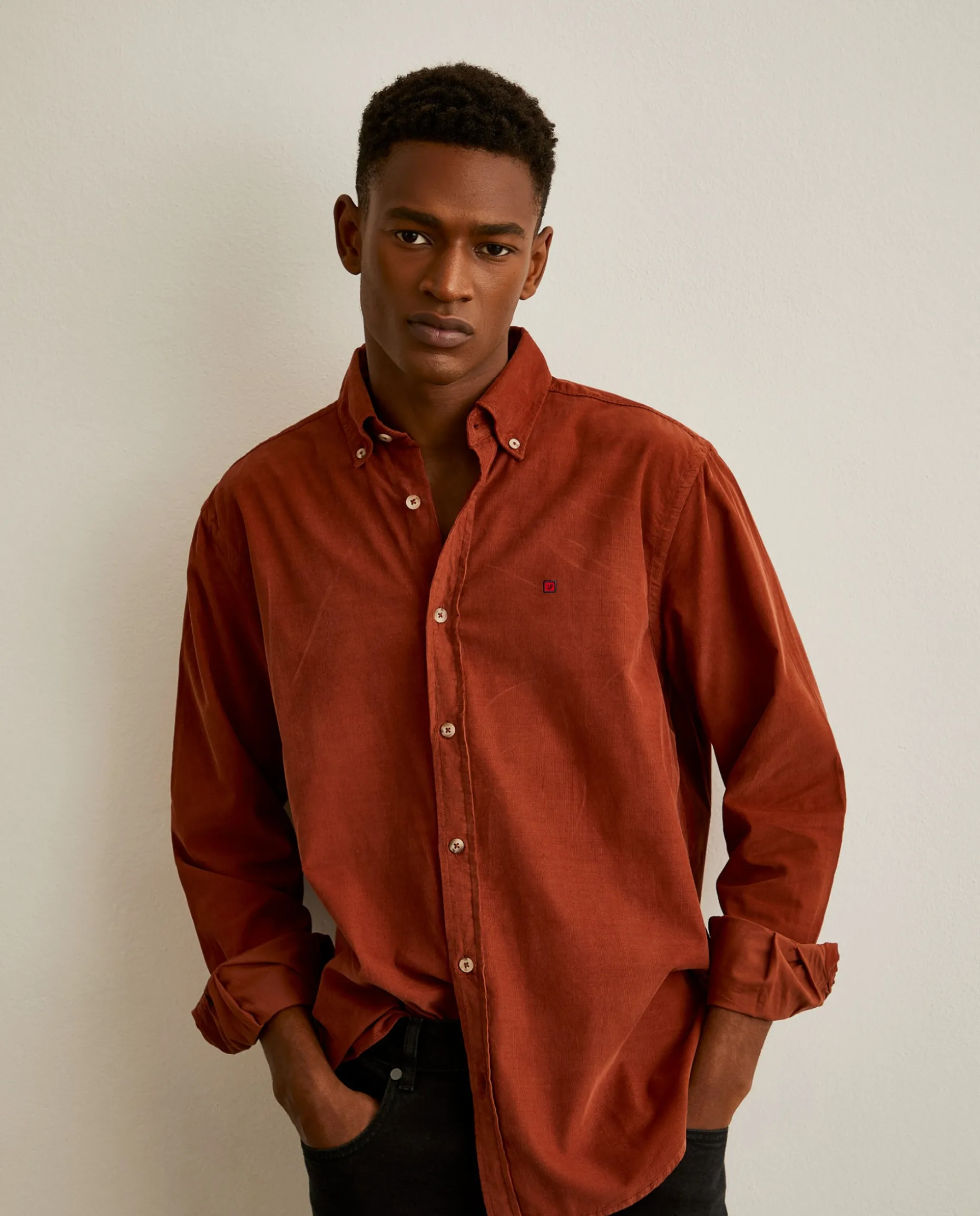 Camisa regular fit de bombazine