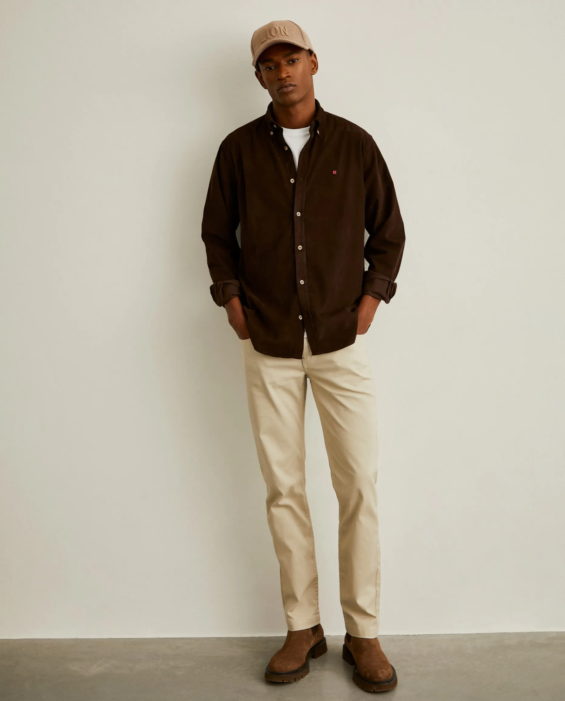 Camisa regular fit de bombazine