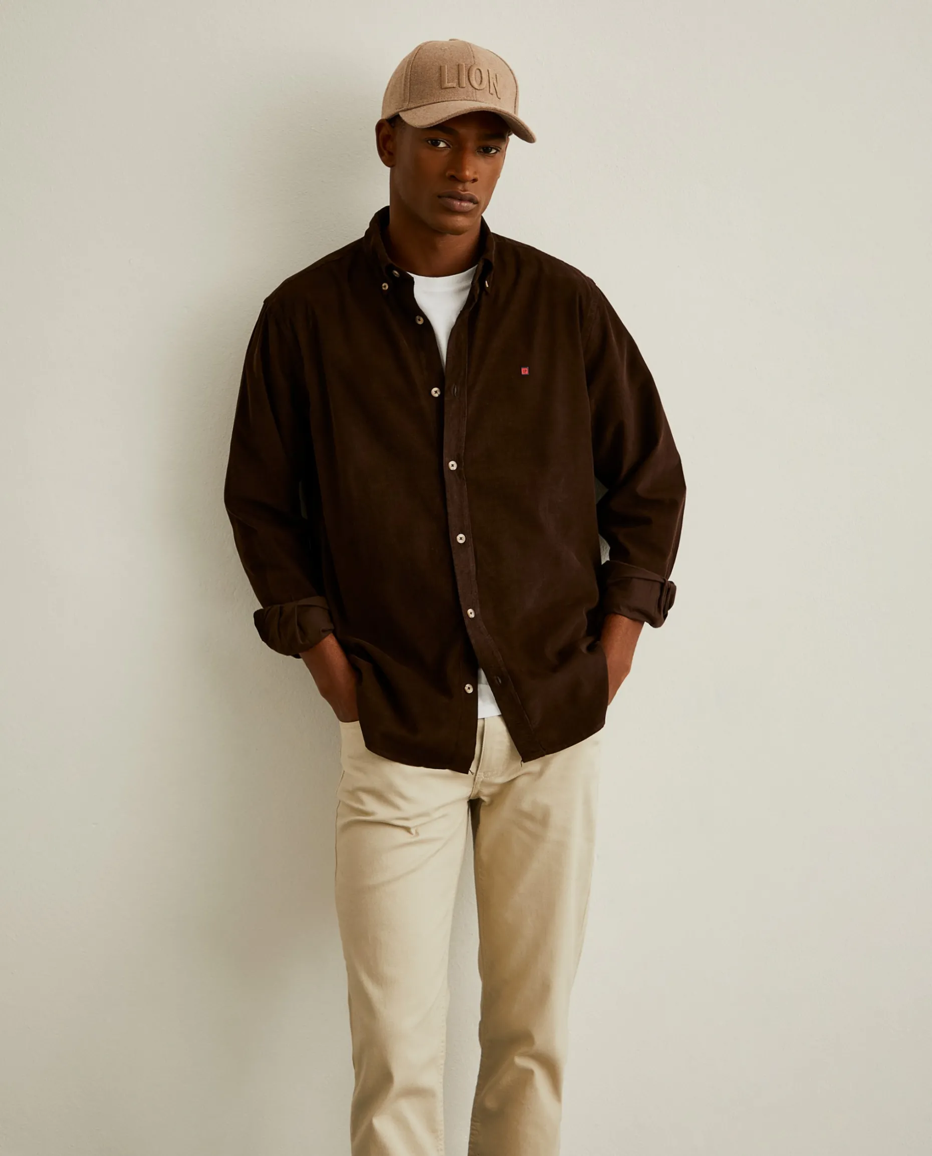 Camisa regular fit de bombazine