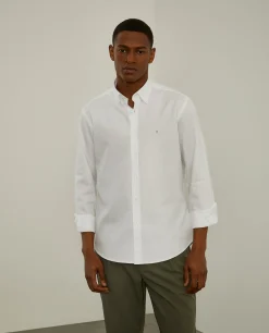 Camisa slim fit algodão garment dye