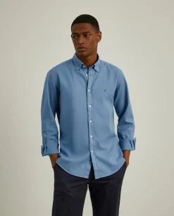 Camisa slim fit algodão garment dye