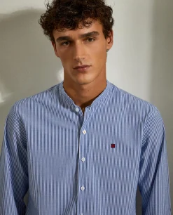 Camisa slim fit com gola mao