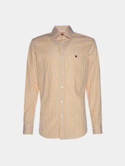 Camisa slim fit com padrão de riscas