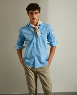 Camisa slim fit com padrão de quadrados