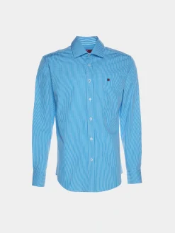 Camisa slim fit com padrão de quadrados