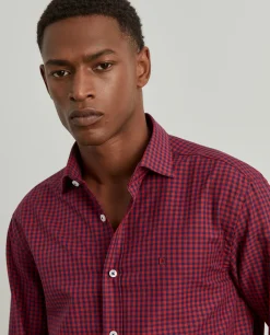 Camisa slim fit com padrão de quadrados