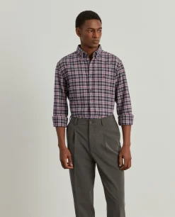 Camisa slim fit de algodão com padrão de xadrez