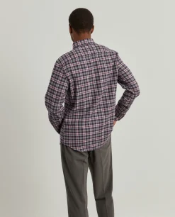 Camisa slim fit de algodão com padrão de xadrez