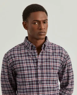 Camisa slim fit de algodão com padrão de xadrez