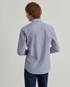 Camisa slim fit de algodão às riscas
