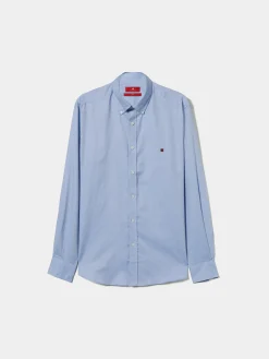 Camisa slim fit de algodão em cor lisa