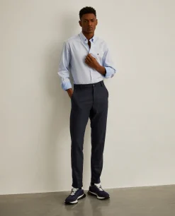 Camisa slim fit de algodão em cor lisa