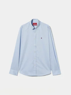 Camisa slim fit de algodão em cor lisa