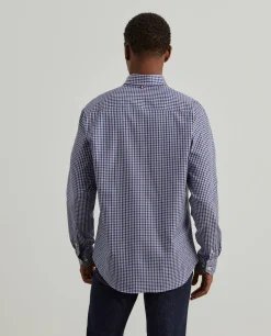 Camisa slim fit de algodão com padrão de xadrez