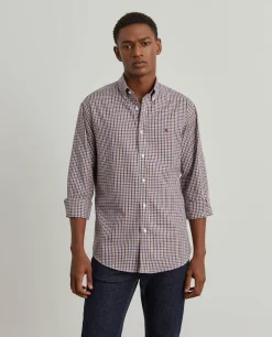 Camisa slim fit de algodão com padrão de xadrez