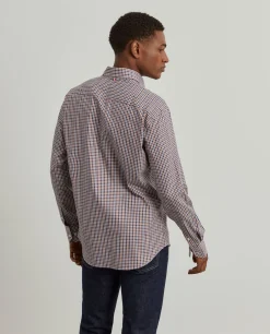 Camisa slim fit de algodão com padrão de xadrez