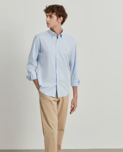 Camisa slim fit de algodão garment dye