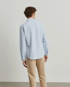 Camisa slim fit de algodão garment dye