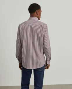 Camisa slim fit de algodão às riscas