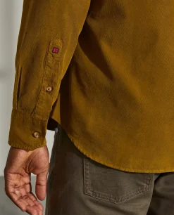 Camisa slim fit de bombazine em cor lisa