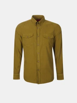 Camisa slim fit de bombazine em cor lisa