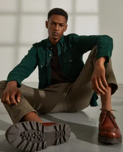 Camisa slim fit de bombazine em cor lisa