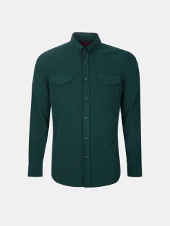 Camisa slim fit de bombazine em cor lisa