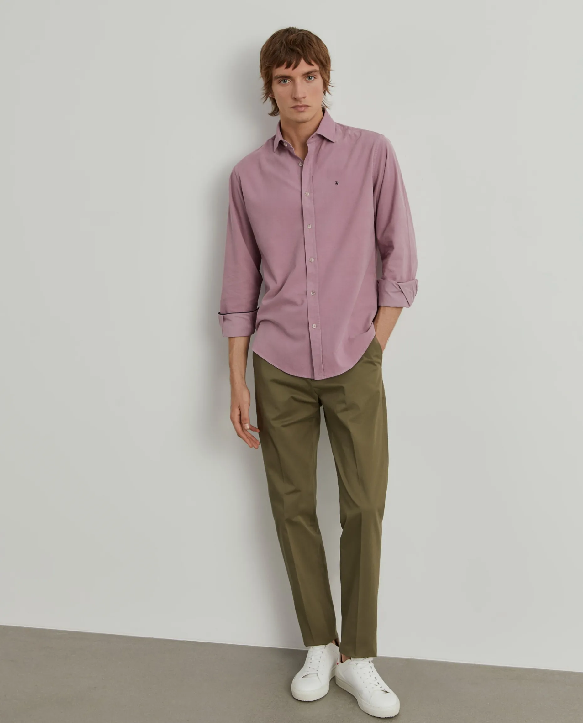 Camisa slim fit de bombazine