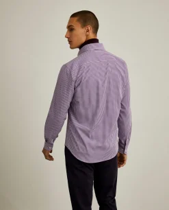 Camisa slim fit em algodão padrão quadrados