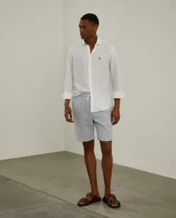 Camisa slim fit em linho garment dye