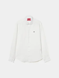 Camisa slim fit em linho garment dye