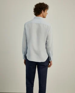 Camisa slim fit em linho garment dye