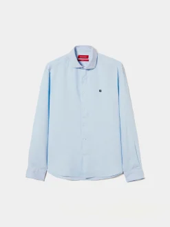 Camisa slim fit em linho garment dye