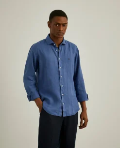 Camisa slim fit em linho garment dye