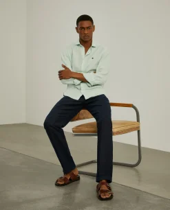 Camisa slim fit em linho garment dye