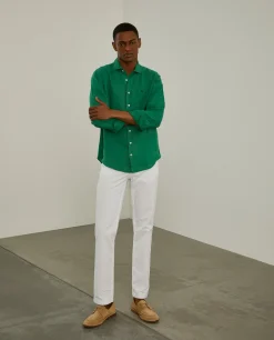 Camisa slim fit em linho garment dye