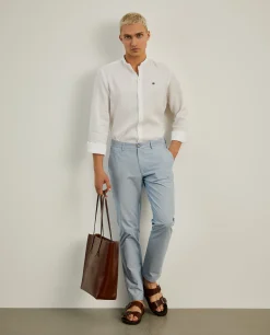 Camisa slim fit em linho gola mandarim