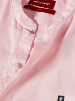 Camisa slim fit em linho com gola mandarim