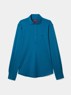 Camisa slim fit em malha piqué com carcela de polo