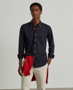 Camisa slim fit em malha piquê com padrão