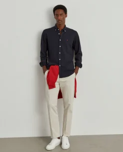 Camisa slim fit em malha piquê com padrão