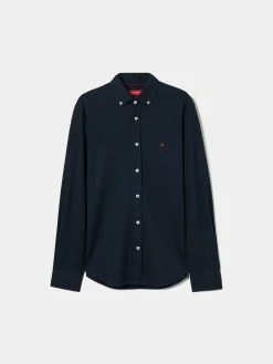 Camisa slim fit em malha piquê com padrão