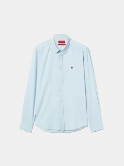 Camisa slim fit em sarja