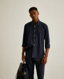 Camisa slim fit em sarja