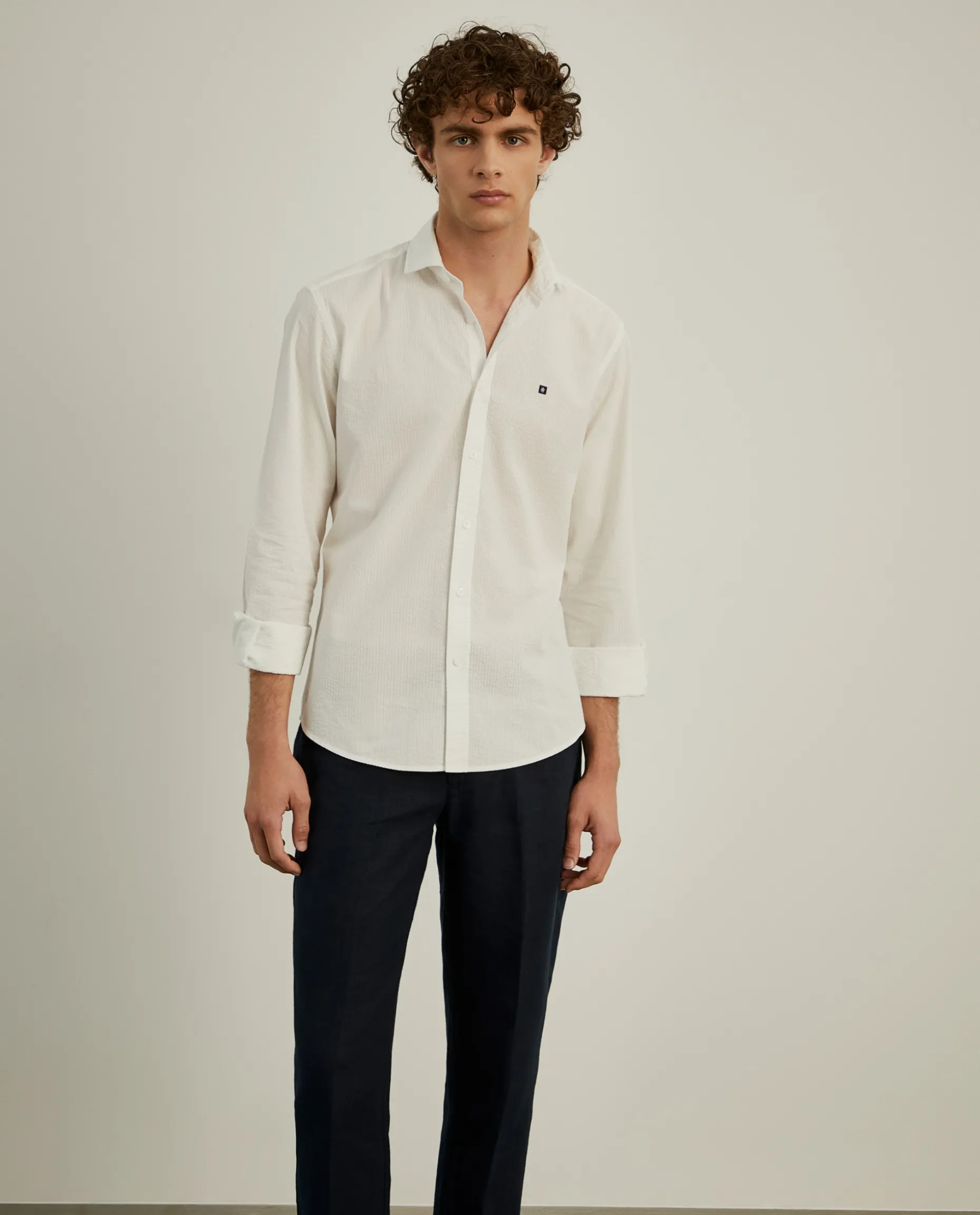 Camisa slim fit seersucker