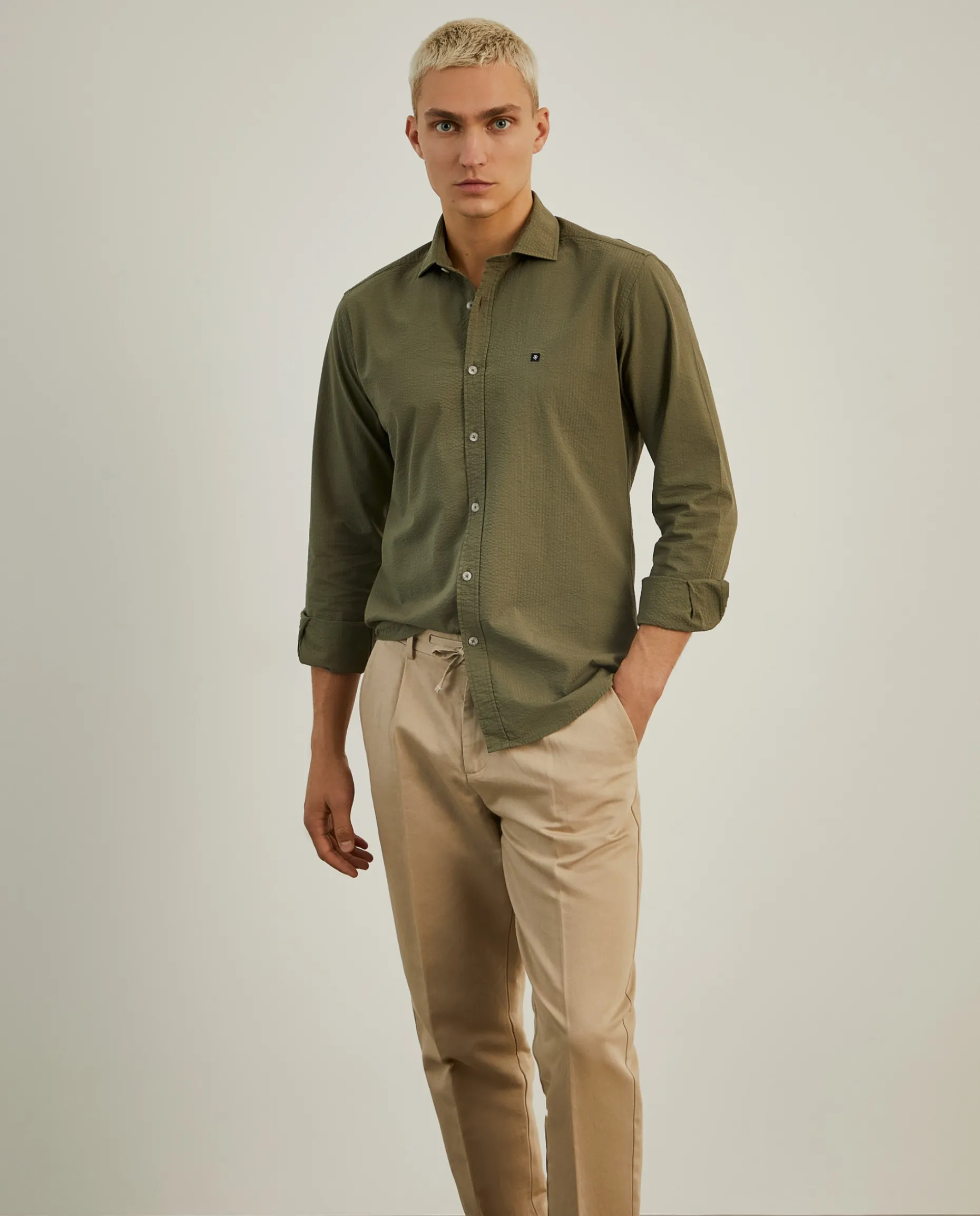 Camisa slim fit seersucker